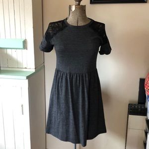 Grey Top Shop Dress with Lace Detail